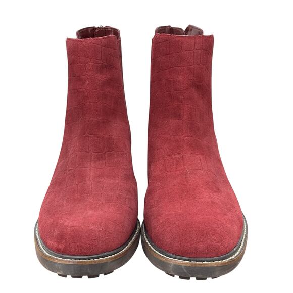 Vince Camuto Kelivena Zipper Chelsea Boots Women's SZ 10W Red Fired Brick Croco - Picture 3 of 12